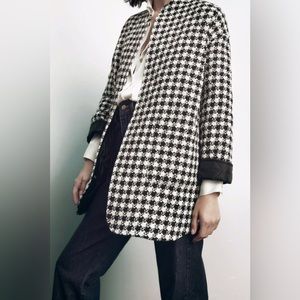 zara houndstooth padded jacket